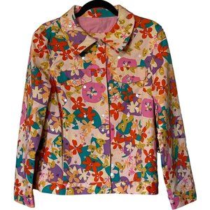 REDD Button-Down Jacket Floral Sequin Colorful Cotton Blend Women's Size 6 NWT